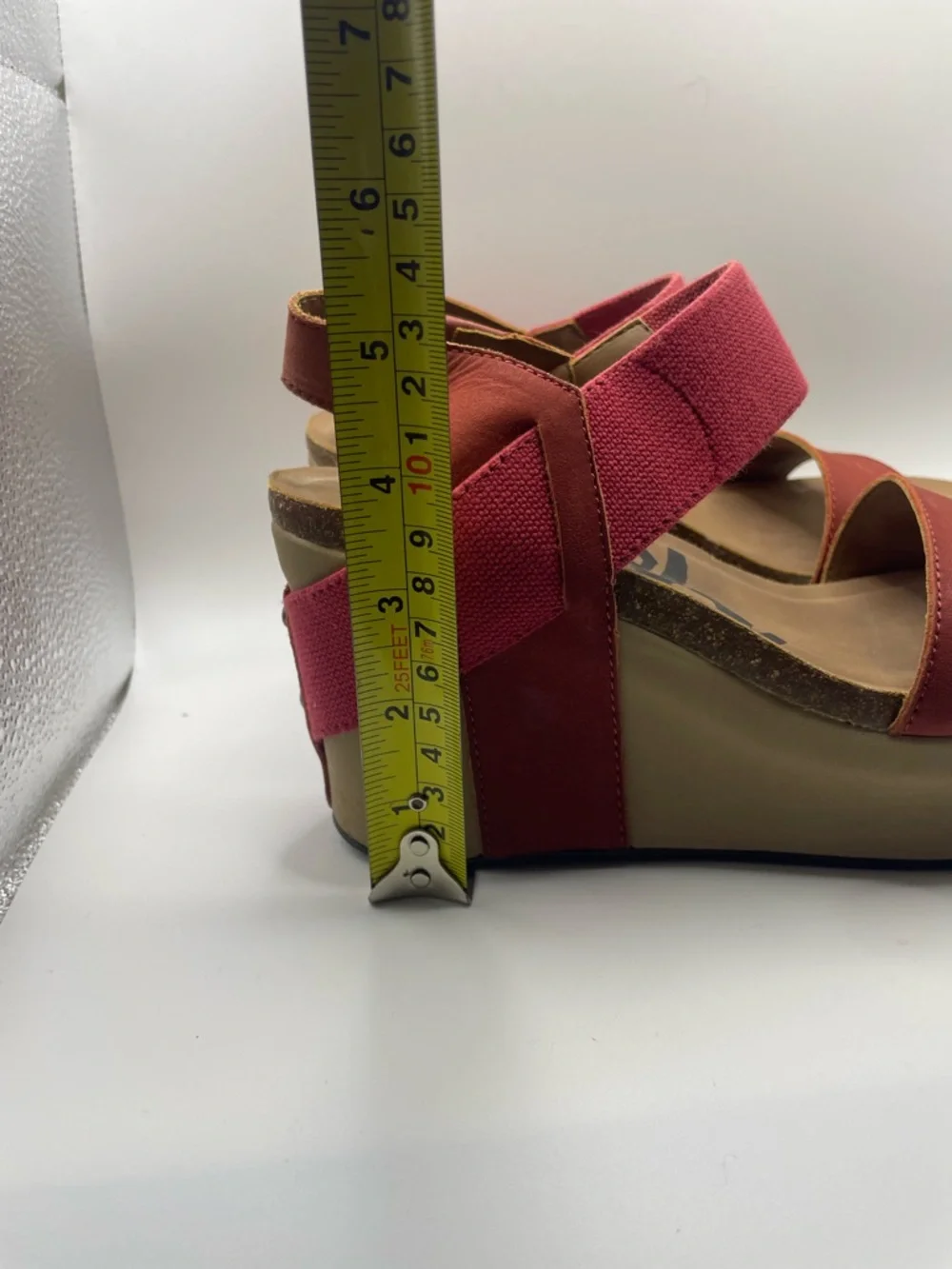 Women’s Brick Red Platform Wedge Sandals with Elastic Strap